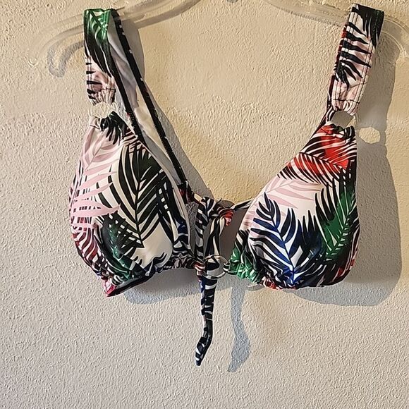 Meet Curve Swimsuit Blue Black Tropical Floral XXL Two Piece 2xl Bikini new - Picture 2 of 7